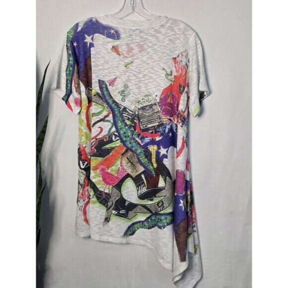 Inoah Crew Neck Tunic Top Women's Size Medium Multicolor Abstract Print Bohemian - Picture 6 of 6